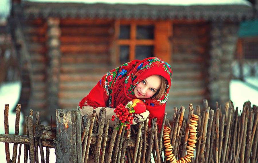 Sexy girl Women in Slavic costumes in Reykjavik